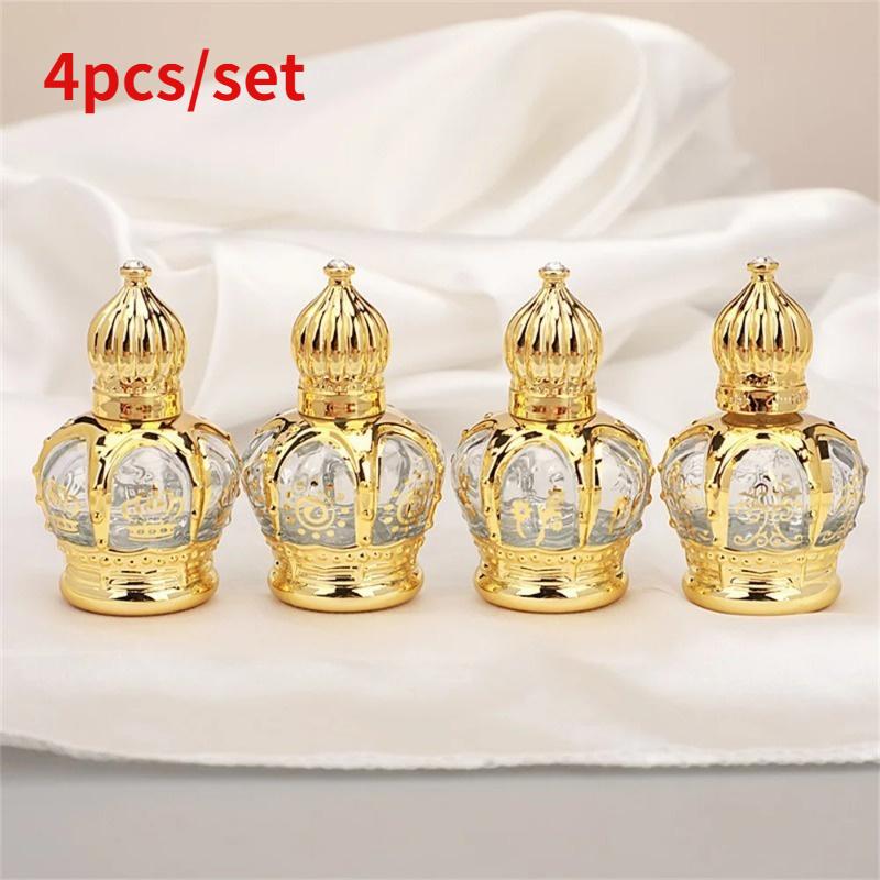 Luxury Skincare Bottles - 4 szt./zestaw Luksusowe złote buteleczki z